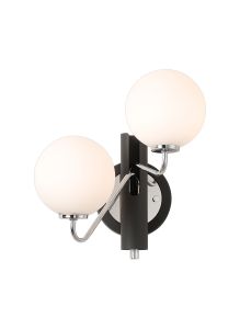 Novo Wall Light Switched, 2 x G9, Graphite/Chrome/Opal Smooth Round Glass