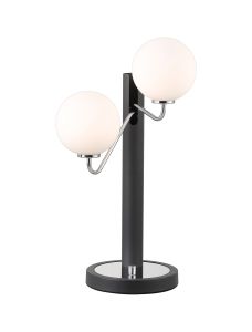 Novo Table Lamp Switched, 2 x G9, Graphite/Chrome/Opal Smooth Round Glass