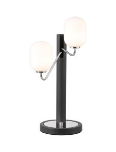 Novo Table Lamp Switched, 2 x G9, Graphite/Chrome/Opal Smooth Tubular Glass