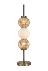 Gualtier Table Lamp, 3 x G9, Antique Brass/Amber/Opal Glass