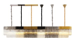 SPECIAL ITEM*** Vita 257 x 40cm Linear Pendant With Mixed Ceiling Plates, 14 Light E14, Item Weight: kg