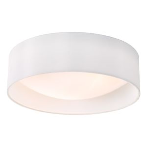 Nysa 2 Light E27 White Faux Silk Flush Ceiling Light C/W 40cm Shade