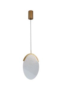 Oasis 25.5cm 1 Light Pendant, 12W LED, 3000K, 1465lm, Triac Dimmable, Gold, 3yrs Warranty