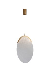 Oasis 39cm 1 Light Pendant, 15W LED, 3000K, 1970lm, Triac Dimmable, Gold, 3yrs Warranty