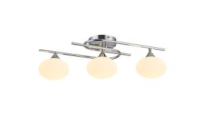 Fulgor Flush Ceiling, 3 Light G9, IP44, Polished Chrome/Opal Glass