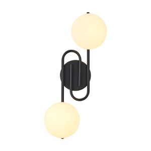 Fulgor Wall/Flush Light, 2 Light G9, IP44, Satin Black/Opal Glass