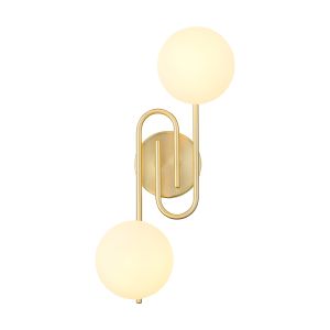 Fulgor Wall/Flush Light, 2 Light G9, IP44, Satin Brass/Opal Glass