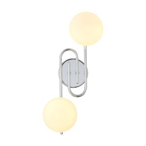 Fulgor Wall/Flush Light, 2 Light G9, IP44, Polished Chrome/Opal Glass