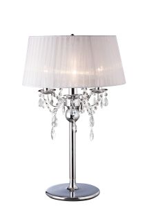 Olivia Crystal Table Lamp Without Shade 3 Light E14 Polished Chrome