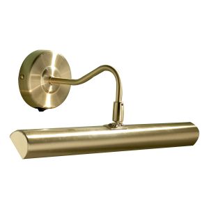 Onedin 2 Light E14 Satin Brass Picture Light With Positionable Head & Built In Rocker Switch