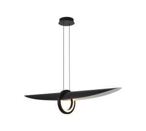 Orbita Loop Over Linear Triac Dimmable Pendant, 24W LED, 2700K, 2910lm, Walnut Wood/Black/White, 3yrs Warranty