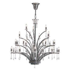 Orlando Pendant 21 Light E14 Black Chrome/Crystal (Pallet Shipment Only), (ITEM REQUIRES CONSTRUCTION/CONNECTION) Item Weight: 30kg