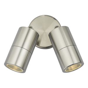 Ortega 2 Light GU10 Aluminium Outdoor Adjustable IP65 Spotlight Wall Light With Clear Glass Diffuser