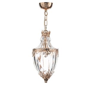 Ottoman 1 Light E14 French Gold Adjustable Pendant With Clear Glass Shade