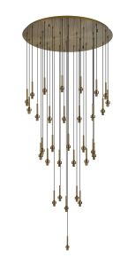 Giuseppe 95cm Antique Brass 32 Light G9 15 x 3m, 11 x 4m, 6 x 5m, Round Multiple Pendant (FRAME ONLY), Item Weight: 24kg