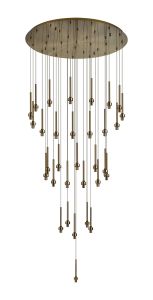 Giuseppe 95cm Antique Brass 32 Light G9 15 x 3m, 11 x 4m, 6 x 5m, Clear Cable, Round Multiple Pendant (FRAME ONLY), Item Weight: 24kg