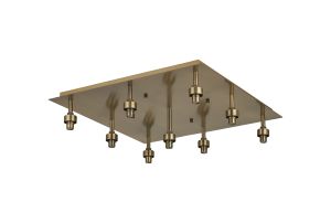 Giuseppe Antique Brass Square 9 Light G9 Universal Flush Light (FRAME ONLY), For A Vast Range Of Glass Shades