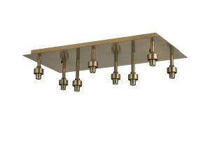 Giuseppe Antique Brass Rectangle 8 Light G9 Universal Flush Light (FRAME ONLY), For A Vast Range Of Glass Shades
