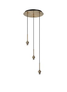 Giuseppe 30cm Antique Brass 3 Light G9 Universal 2m Drop Round Multiple Pendant (FRAME ONLY), For A Vast Range Of Glass Shades