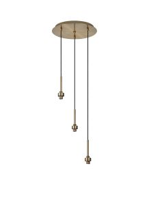 Giuseppe 30cm Antique Brass 3 Light G9 Universal 2m Drop Round Multiple Pendant (FRAME ONLY), For A Vast Range Of Glass Shades