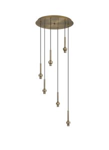 Giuseppe 40cm Antique Brass 6 Light G9 Universal 2.5m Round Multiple Pendant (FRAME ONLY), For A Vast Range Of Glass Shades