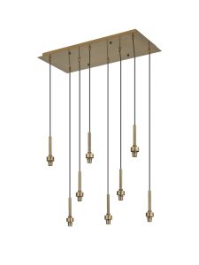 Giuseppe Antique Brass 8 Light G9 Universal 2m Drop Rectangle Multiple Pendant (FRAME ONLY), For A Vast Range Of Glass Shades