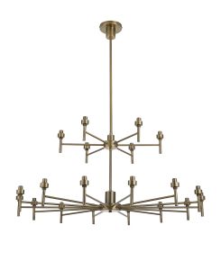 Giuseppe 105cm Antique Brass 20 Light G9 Universal Telescopic 2-Tier (FRAME ONLY), For A Vast Range Of Glass Shades