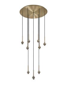 Giuseppe 50cm Antique Brass 9 Light G9 Universal 2.5m Round Multiple Pendant (FRAME ONLY), For A Vast Range Of Glass Shades