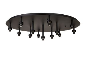 Giuseppe 80cm Satin Black Round 13 Light G9 Universal Flush Light (FRAME ONLY), For A Vast Range Of Glass Shades