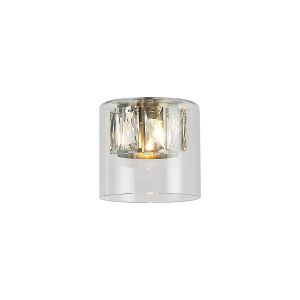 Giuseppe 12x11cm Double Crystal Glass (AB) Clear Glass Outer And Antique Brass / Clear Crystal Inner Shade