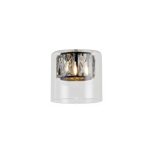 Giuseppe 12x11cm Double Crystal Glass (AB) Clear Glass Outer And Satin Black / Clear Crystal Inner Shade