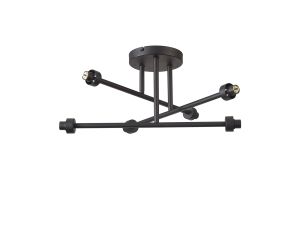 Giuseppe 52cm Satin Black 6 Light G9 Universal Crossed Arm Semi Flush Light (FRAME ONLY), For A Vast Range Of Glass Shades