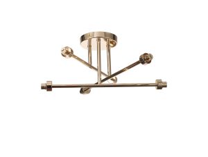 Giuseppe 52cm French Gold 6 Light G9 Universal Crossed Arm Semi Flush Light (FRAME ONLY), For A Vast Range Of Glass Shades