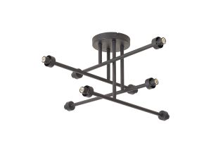 Giuseppe 68cm Satin Black 8 Light G9 Universal Crossed Arm Semi Flush Light (FRAME ONLY), For A Vast Range Of Glass Shades