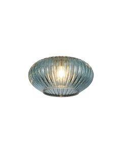 Giuseppe 16x9cm Oval Sphere Ribbed (Q) Petrol Blue Glass Shade