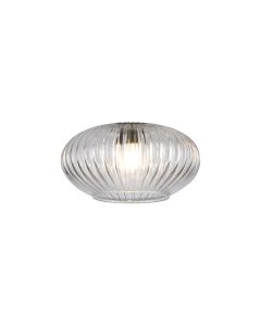 Giuseppe 16x9cm Oval Sphere Ribbed (Q) Clear Glass Shade