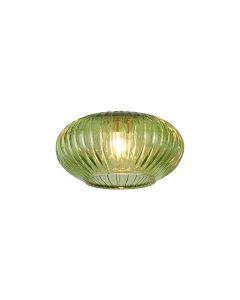 Giuseppe 16x9cm Oval Sphere Ribbed (Q) Green Glass Shade