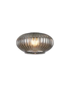 Giuseppe 16x9cm Oval Sphere Ribbed (Q) Smoked Glass Shade