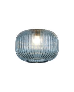 Giuseppe 18x13cm Pumpkin Shaped Ribbed (R) Petrol Blue Glass Shade