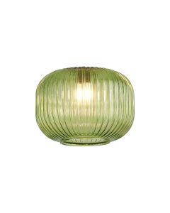 Giuseppe 18x13cm Pumpkin Shaped Ribbed (R) Green Glass Shade