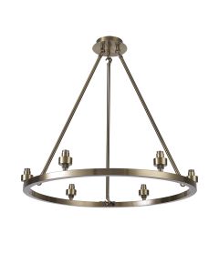 Giuseppe 60cm Antique Brass 6 Light Round G9 Universal Cartwheel Fixed Pendant (FRAME ONLY), For A Vast Range Of Glass Shades
