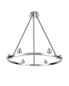Giuseppe 60cm Polished Chrome 6 Light Round G9 Universal Cartwheel Fixed Pendant (FRAME ONLY), For A Vast Range Of Glass Shades