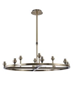 Giuseppe 80cm Antique Brass 8 + 4 Light Round G9 Universal Cartwheel Telescopic Light (FRAME ONLY), For A Vast Range Of Glass Shades