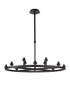 Giuseppe 80cm Satin Black 8 + 4 Light Round G9 Universal Cartwheel Telescopic Light (FRAME ONLY), For A Vast Range Of Glass Shades