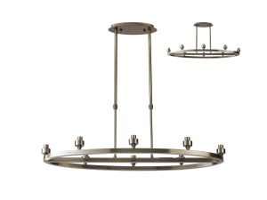 Giuseppe Antique Brass 8 Light Oval G9 Universal Cartwheel Telescopic Light (FRAME ONLY), For A Vast Range Of Glass Shades