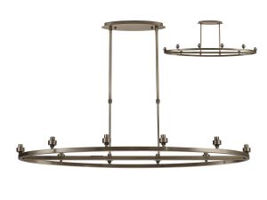 Giuseppe Antique Brass 10 Light Oval G9 Universal Cartwheel Telescopic Light (FRAME ONLY), For A Vast Range Of Glass Shades