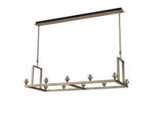 Giuseppe Antique Brass 10 Light Rectangle G9 Universal Linear Telescopic Light (FRAME ONLY), For A Vast Range Of Glass Shades