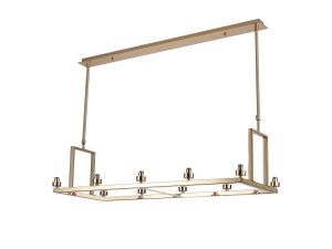 Giuseppe French Gold 10 Light Rectangle G9 Universal Linear Telescopic Light (FRAME ONLY), For A Vast Range Of Glass Shades