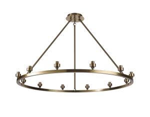 Giuseppe 95cm Antique Brass 12 Light Round G9 Universal Cartwheel Fixed Pendant (FRAME ONLY), For A Vast Range Of Glass Shades