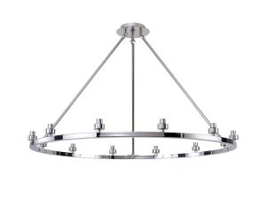 Giuseppe 95cm Polished Chrome 12 Light Round G9 Universal Cartwheel Fixed Pendant (FRAME ONLY), For A Vast Range Of Glass Shades